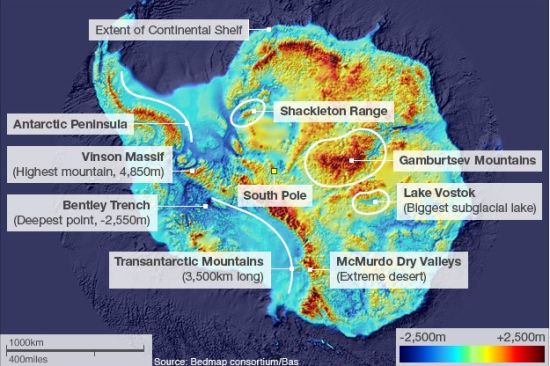 南極 冰層 地形圖