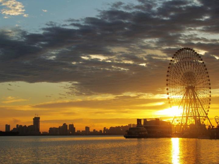 汉音对照 落照浸湖天图片 自然风光 风景图片 l