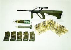 沙漠色的aug-a1aug采用弹匣式供弹,有30发(标准步枪)和42发(轻机枪