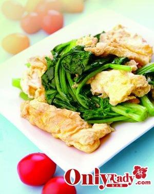 汉音对照 孕期食谱:菠菜炒鸡蛋 yun qi shi pu : b