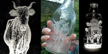 牛奶瓶的雕刻工艺 灵动的创意经典