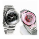 卡西欧CASIO情侣表 钢带圆双显背光AQ-160WD-1B/LAW-25D-4A