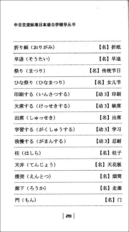 中日交流标准日本语3000词汇背诵手册(中级)(