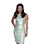Eva Longoria身穿Naeem Khan 2011早春银色及膝裙，简 打扮_美丽顾问