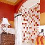 红色、橙色和白色营造出温馨的洗浴氛围，不过若是这两 导购_居家装饰