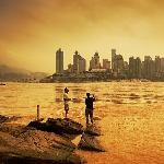夕阳下的垂钓者图片 自然风光 风景图片