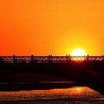 日落伊犁河大桥图片 自然风光 风景图片