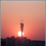 新电视塔与夕阳图片 自然风光 风景图片