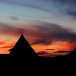晚霞映照下的布里雅特蒙古包图片 自然风光 风景图片