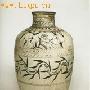 磁州窑白地黑花题字酒坛(明)
