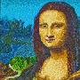 美艺术家用彩色糖豆复制《蒙娜丽莎》画作