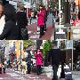 申敏儿日本街拍广告光彩夺目 粉色外套身材高挑