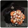 韩国饰品—满钻红色花朵水晶发圈/布圈