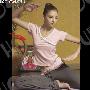 号手健身短袖上衣粉色配花边M 80825-24J