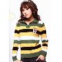 韩版针织毛衣（翻领）QA-8395-黄绿条纹