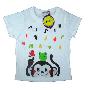香港小Q豆儿童T恤 贴布刺绣小猴图案短袖T恤 21067米白色 13号（130）