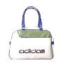adidas阿迪达斯运动线条商标女士-环保-单肩-购物手拎包-E34329（米白/蓝/绿）