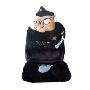 韩国流氓兔超柔毛绒黑色警察猪造型座垫K（单前座)E06-0119-1