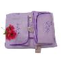 洁丽雅素色绣花拷边美容方巾套装紫