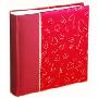 开心瞬间插页式红色心形高级丝绸刺绣相册(6寸200张/可写文字)