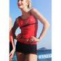 克拉克09新款修运动版大红/黑分体裤式泳衣M KS9232-2