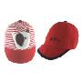 星童坊网格软舌帽AL2005红色+格条小马帽STW2001红色  48cm套装