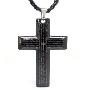 Bifing比菲-316L钛钢黑钛吊坠送皮绳-大号经典圣经十字架