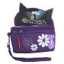 樂時尚奇尾貓簡約花朵多功能手機袋/零錢包(紫色)