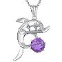 lux-women-925银镶嵌紫水晶吊坠- 海豚之恋