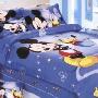 迪士尼纯棉斜纹活性印染双人床单四件套-明星组合 蓝色