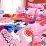 迪士尼纯棉斜纹活性印染单人床单三件套-花朵米妮 粉色