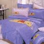 迪士尼纯棉斜纹活性印染单人床单三件套-0222-打盹维尼 蓝色