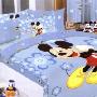 迪士尼纯棉斜纹活性印染单人床单三件套-3390-调皮米奇 浅蓝色