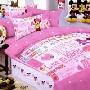 迪士尼纯棉斜纹活性印染单人床单三件套-6047-足球字母米奇 粉色