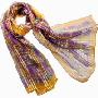 Angel's外贸真丝长丝巾礼品装(金线条纹002305-金、紫色）