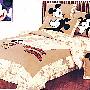迪士尼纯棉斜纹活性印染双人床单四件套-MU016-咖啡色