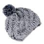 SaSa-棒织麻花罗纹棉毛线帽日韩系列-暖暖银灰球儿