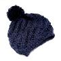 SaSa-棒织麻花罗纹棉毛线帽日韩系列-暖暖藏蓝球儿