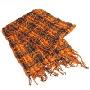 雨姿-纯棉围巾-韩网热卖超柔手工编织三色网眼（棕蓝橙）0022