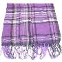 雨姿-天然合成纤维围巾-韩剧人气款高品质紫色银丝方格W0003