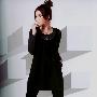 Q&V-韩版时尚休闲淑女假两件圆领连衣裙LMDN-1808 黑