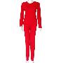 俞兆林-珊瑚绒立绒保暖内衣女式圆领套装108-大红 XL