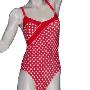 金达莱红底白点连体三角泳衣赠儿童泳镜 6030 (XL)