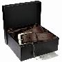 沙驰-高档男式真皮针扣啡色皮带-礼盒精装A02-正品特价(赠打孔器)