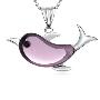 lux-women-925银镶嵌紫水晶吊坠- 小海豚（赠925银扣皮绳）