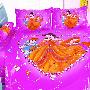 迪士尼纯棉斜纹活性印染双人床单三件套-MU768-红色