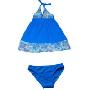 沐琅2010新款蛋糕式蓝色碎花连体裙式两件套泳衣XL   M23016-2
