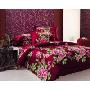 玛克纯棉斜纹活性印花超大双人床单四件套-满园春色红