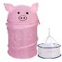 青苇尼龙储物桶+单层晒衣篮-猪猪粉色