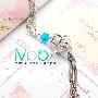 Mbox-韩国饰品磨砂银球流苏吊坠水晶毛衣链项链